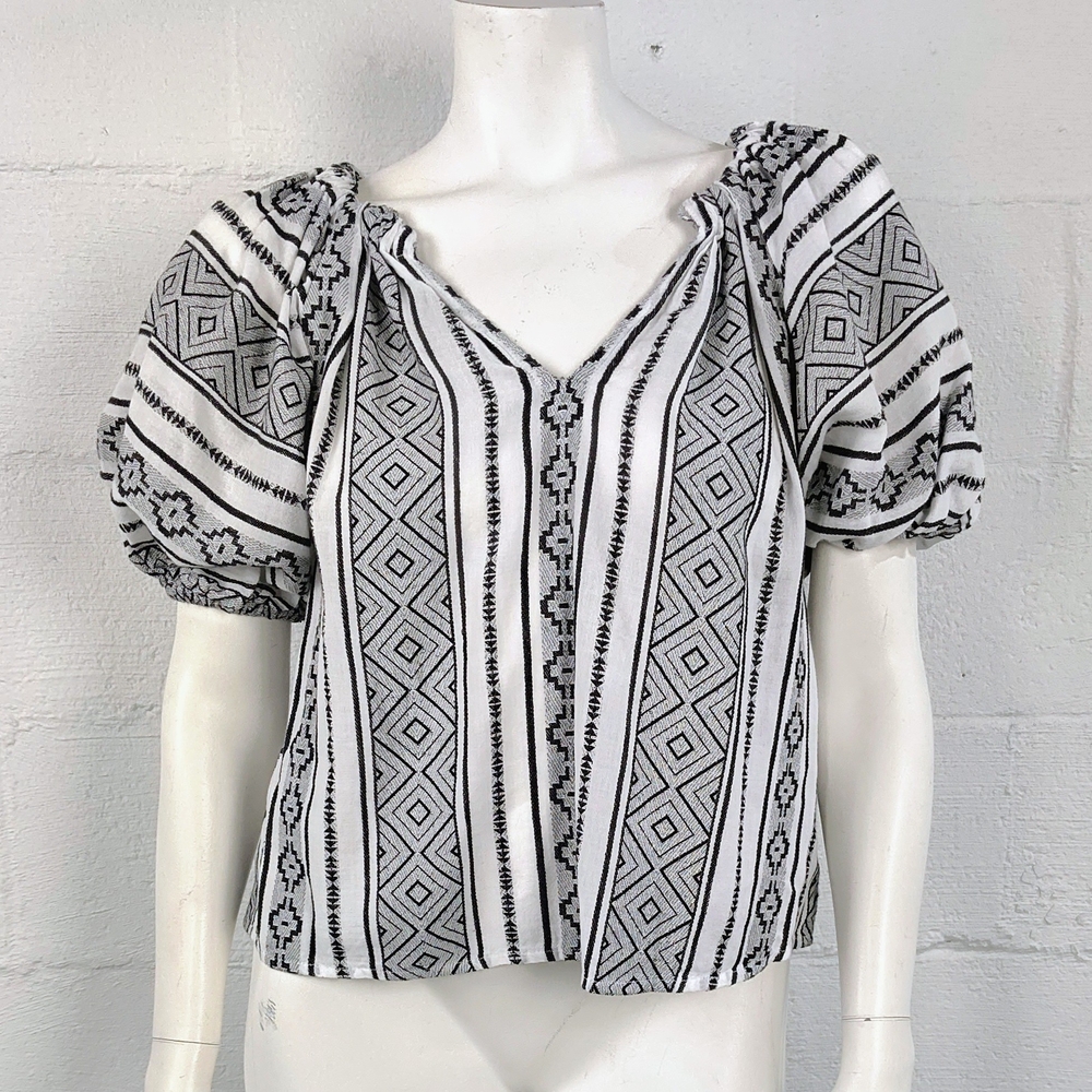 Velvet by Graham & Spencer Black and White Patterned Blouse